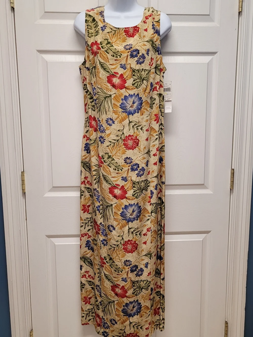Maggy London Silk Vintage Open Back Floral Maxi Dress Size 14 - Picture 1 of 11